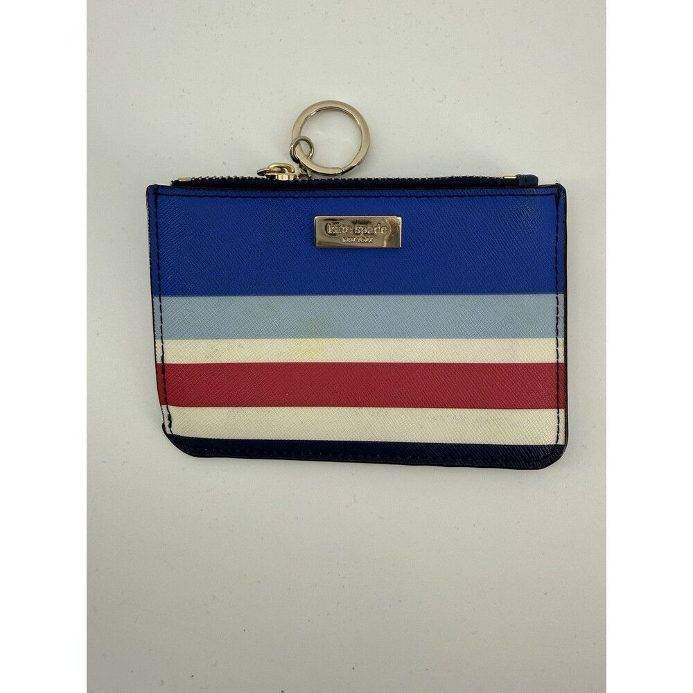 kate spade New York Striped Women’s Zip Card Holder Wallet w/ Key Ring